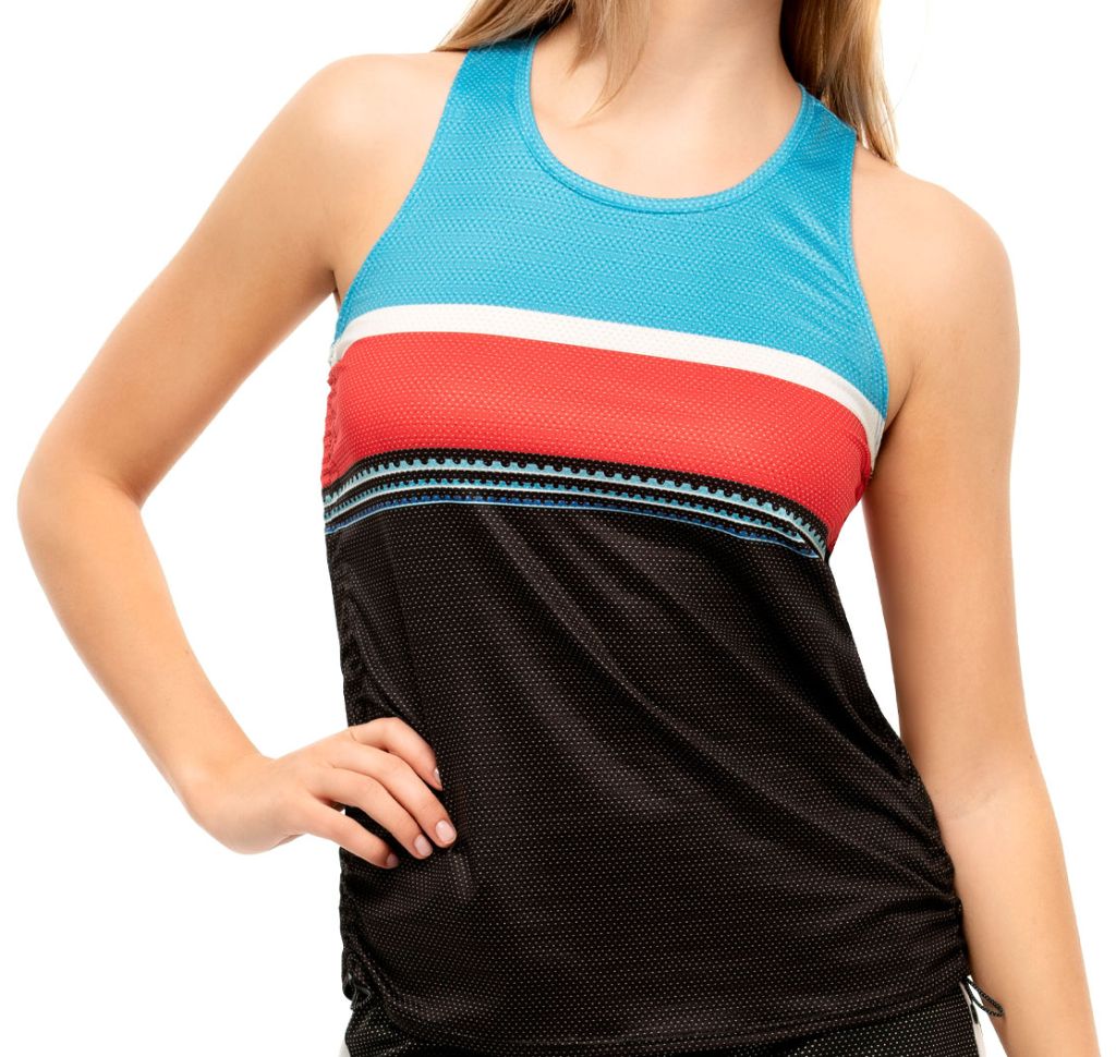 Lucky in Love Post a Plaid Post it Cinch Tank - black