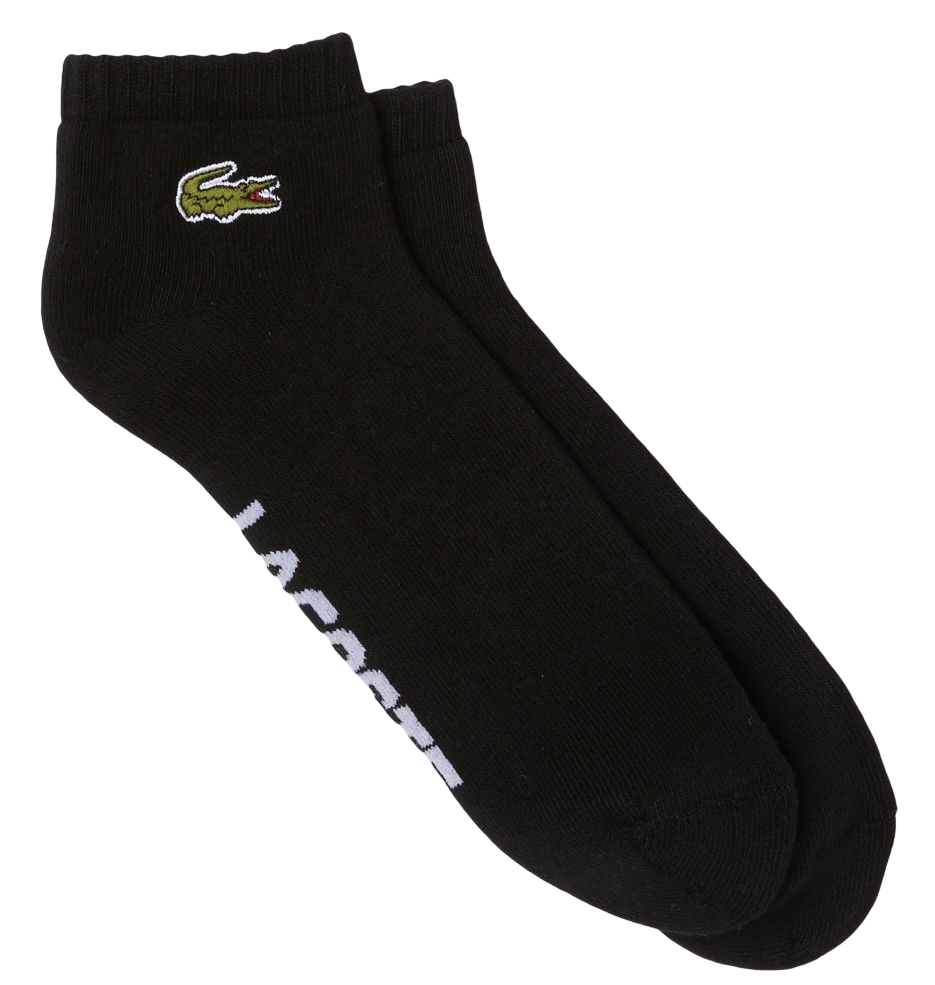 Lacoste SPORT Branded Stretch Cotton Low-Cut Socks 1P - black/white