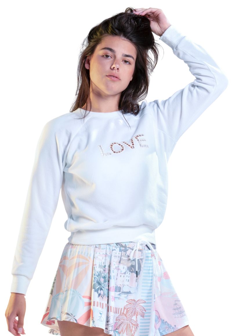 Lucky in Love Love Pullover - white