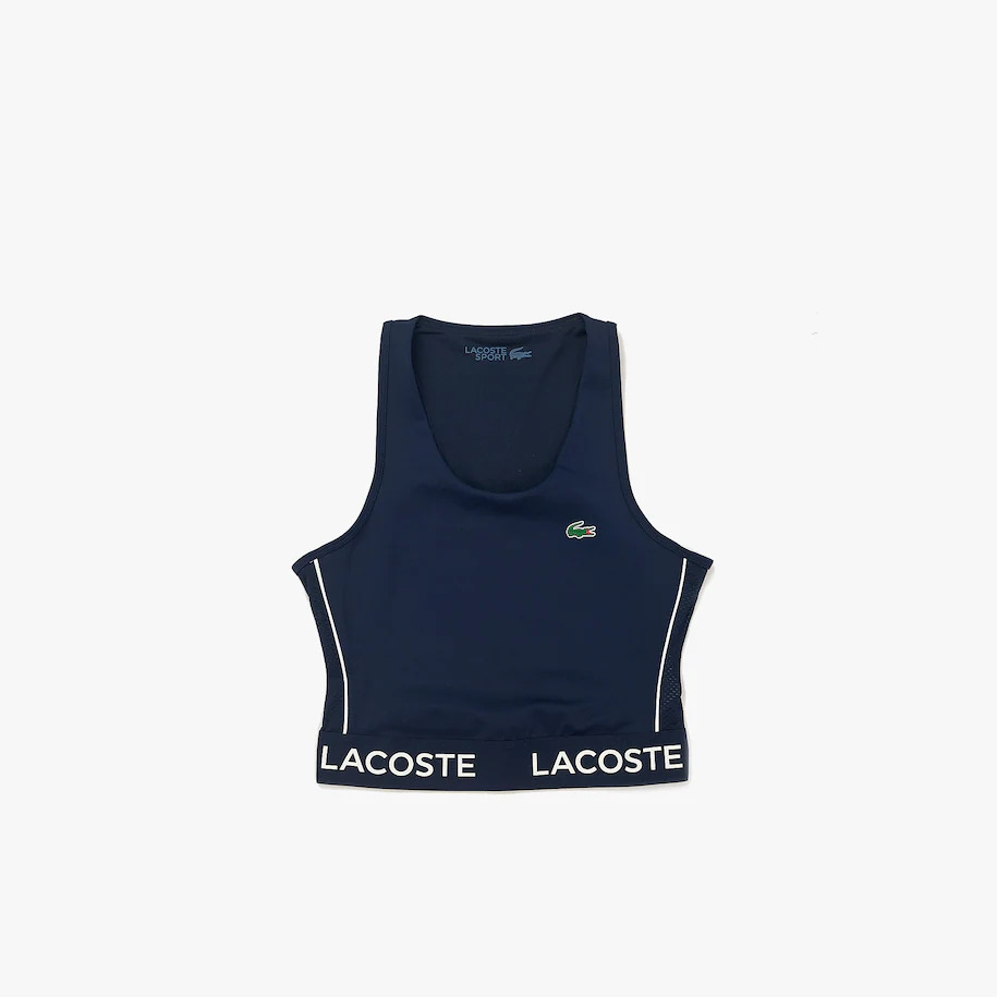 Lacoste Women’s SPORT Lettered Cropped Tank Top - navy blue/white