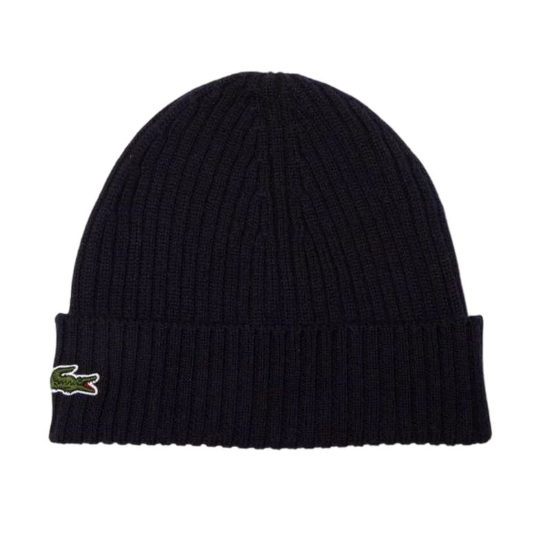 Czapka Lacoste Unisex Ribbed Wool Beanie - navy blue