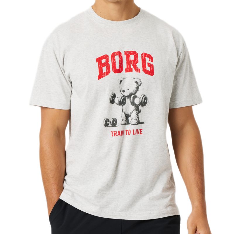 Męski t-shirt Björn Borg Classic Print - ultra light grey melange