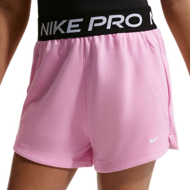 Spodenki dziewczęce Nike Kids Pro Fleece Dri-Fit - pink rise/pink rise/black/white