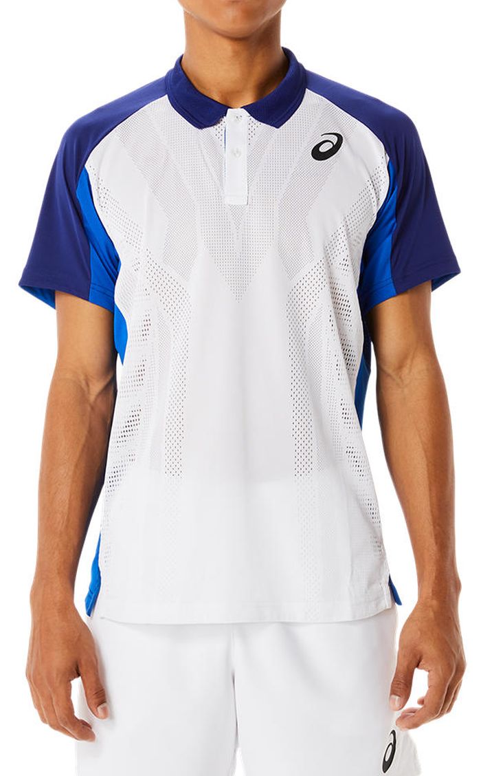 Asics Match Actibreeze Polo Short M - brilliant white/dive blue