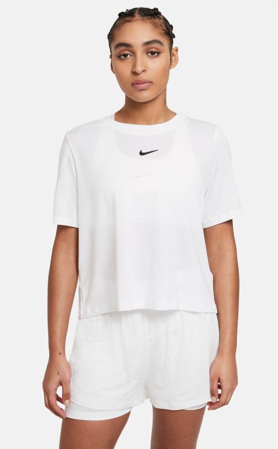 Nike Court Dri-Fit Advantage Top SS W - white/black