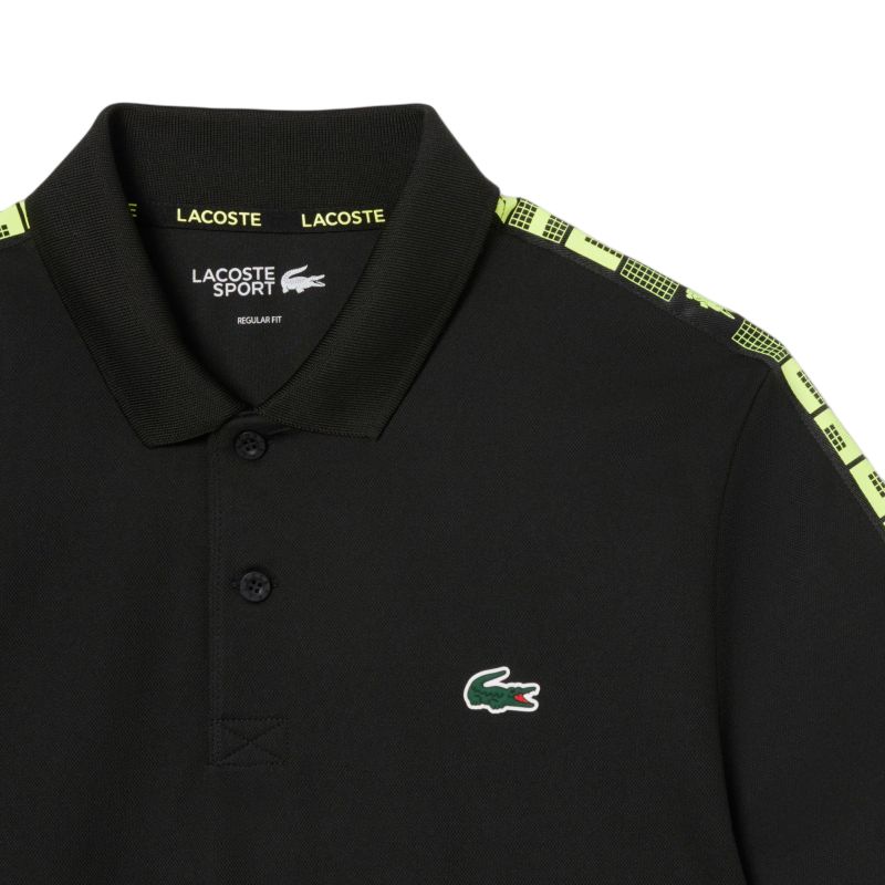 Lacoste Ultra Dry Branded Stripe Tennis Shirt - black 