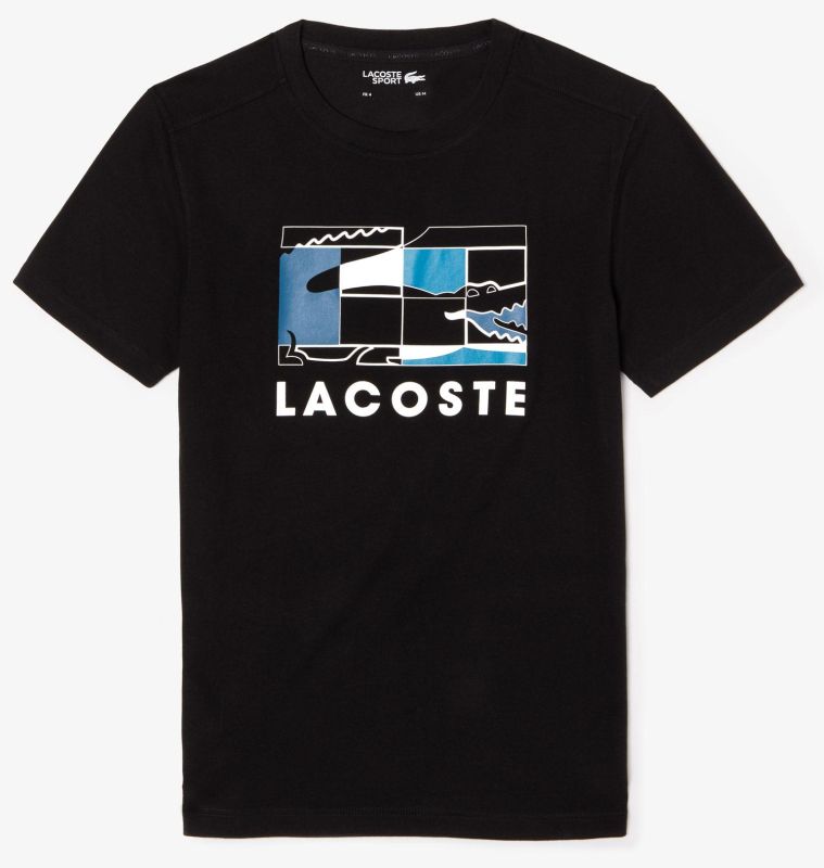 Lacoste Men's SPORT Crocodile Design Breathable T-Shirt - black/white/blue/blue