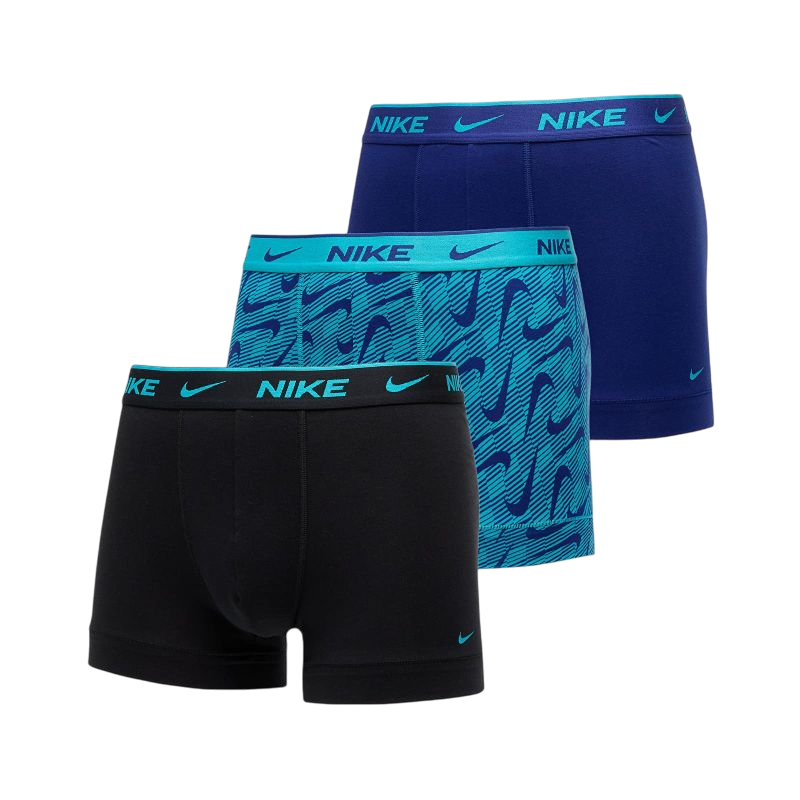 Nike Everyday Cotton Stretch Trunk 3P - dusty cactus/swish print/deep royal blue/black