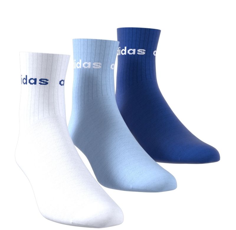 Adidas Linear Kids Crew 3P - white/royal blue/glow blue
