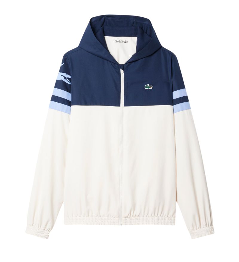Lacoste Water-Repellent Hooded - white/purple/navy blue
