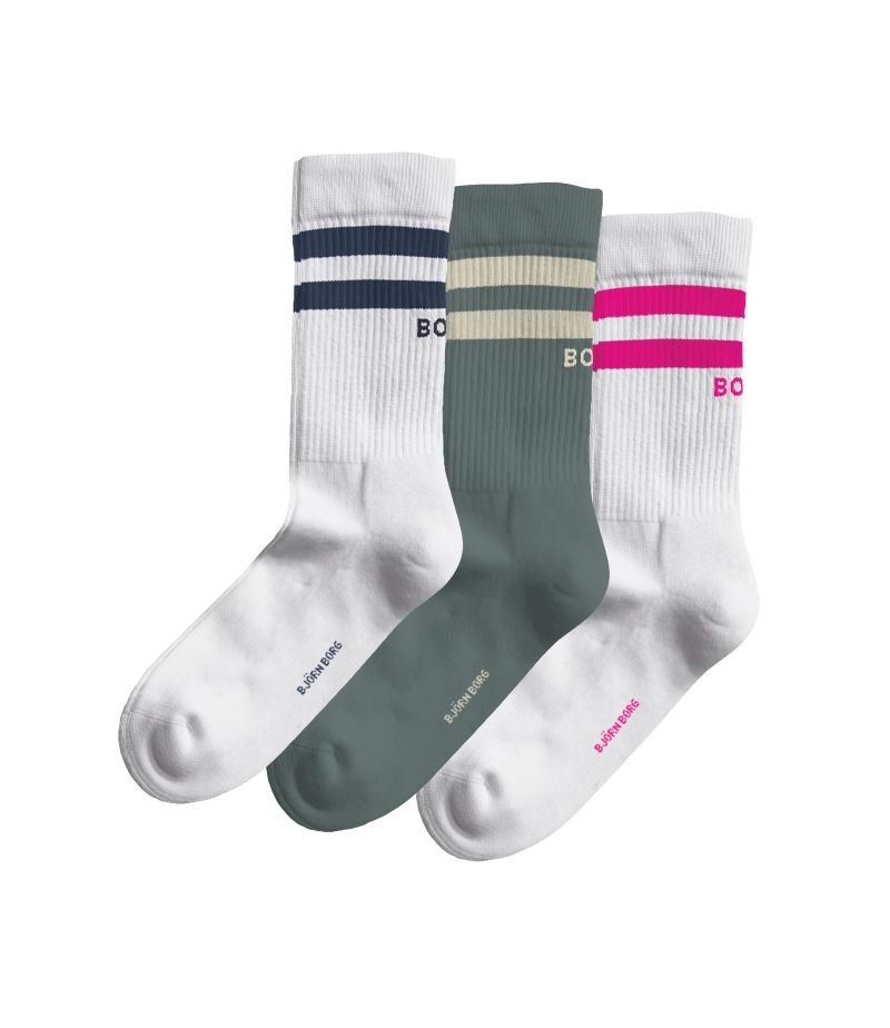 Björn Borg Core Crew 3P - white/green Björn Borg Core Crew 3P - white/green