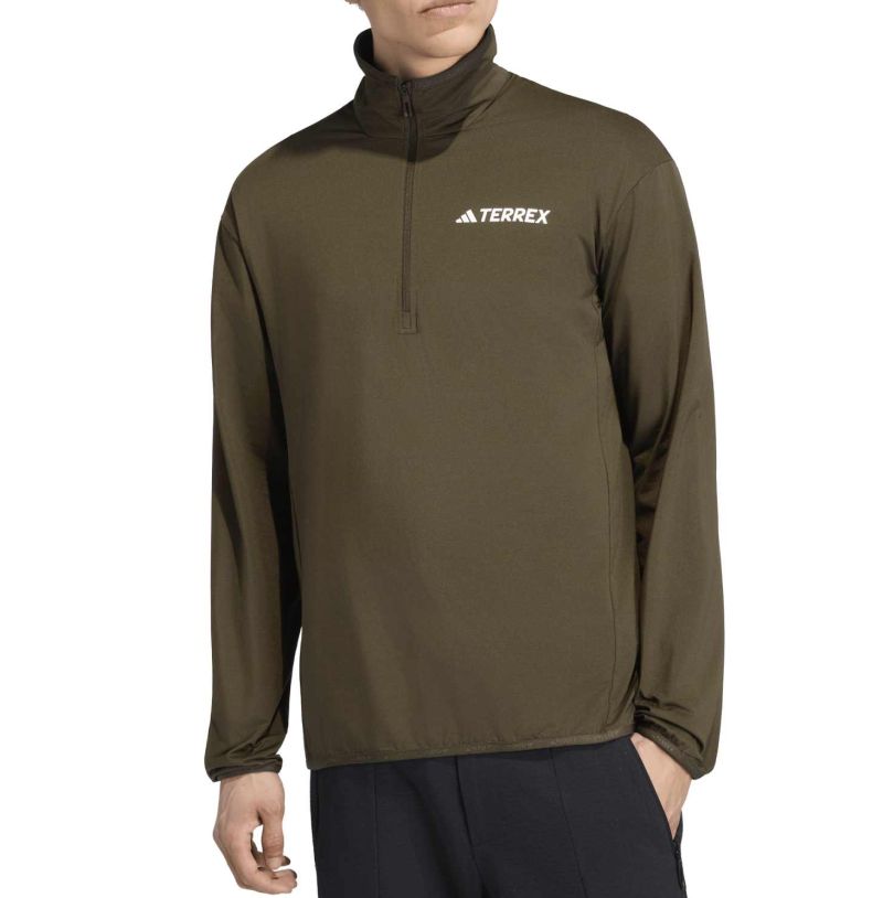 Męska bluza Adidas Terrex Multi Climawarm Half Zip Tech - brown oxide
