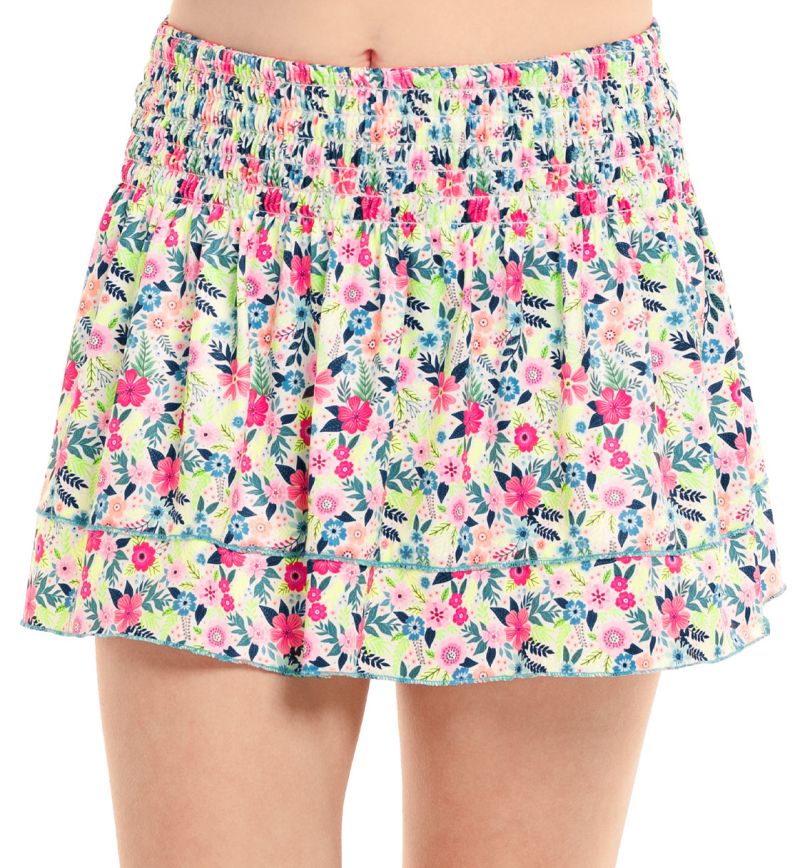 Lucky in Love Novelty Print Flower Frenzy Smocked Skirt - multicolor Lucky in Love Novelty Print Flower Frenzy Smocked Skirt - multicolor