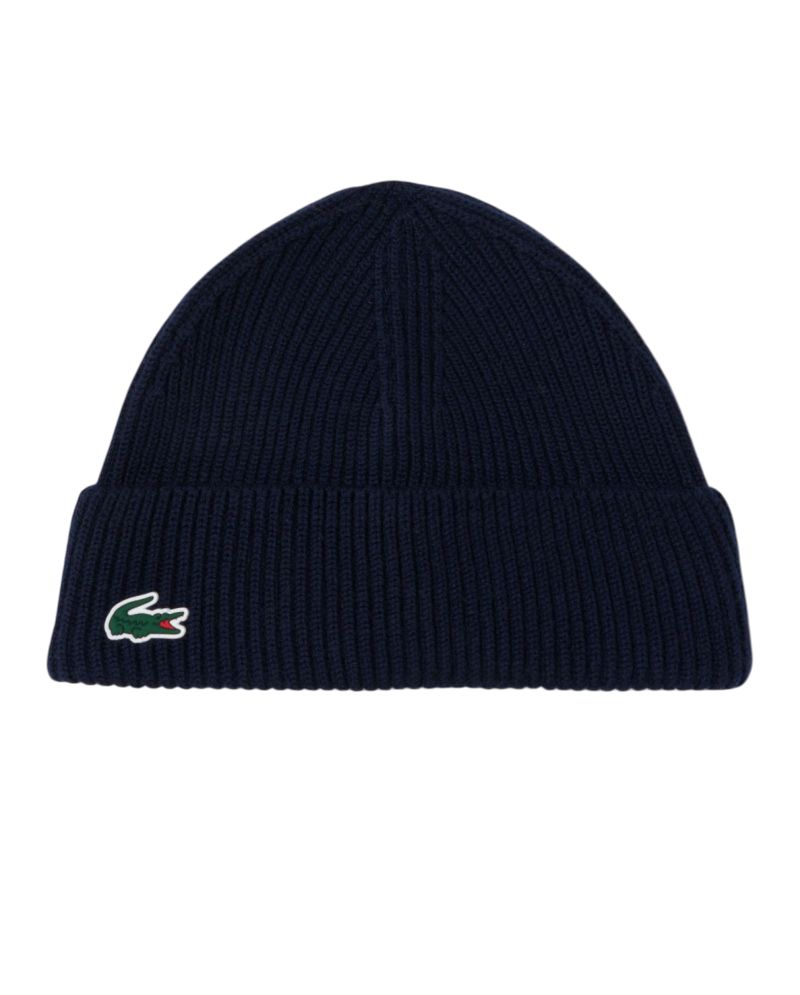 Lacoste Ribbed Knit Wool Golf Beanie - midnight blue