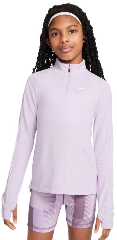 Nike Girls Dri-FIT Long-Sleeve 1/4-Zip Top - doll/white