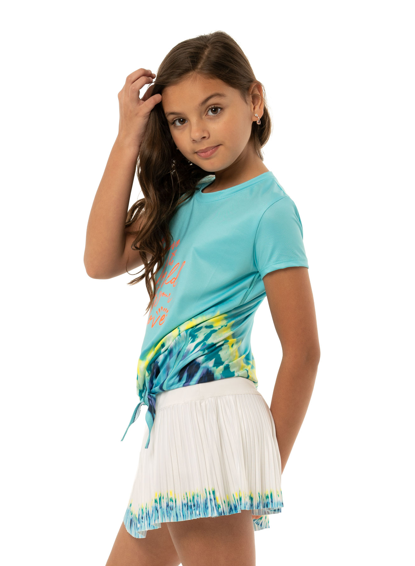 Lucky in Love Girls Peace Out Serve With Love Tee - opal