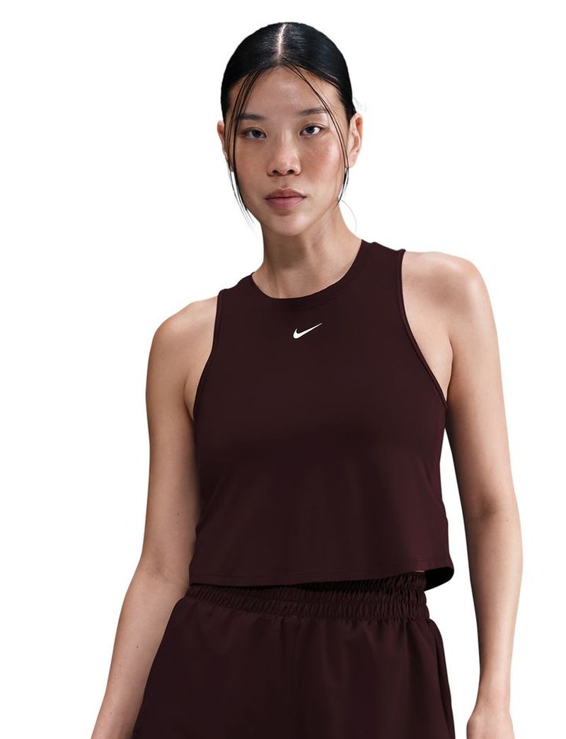 Nike One Classic Dri-Fit Cropped Tank - burgundy crush/white 