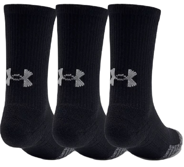 Under Armour Youth HeatGear Crew Socks 3-Pack - black/steel