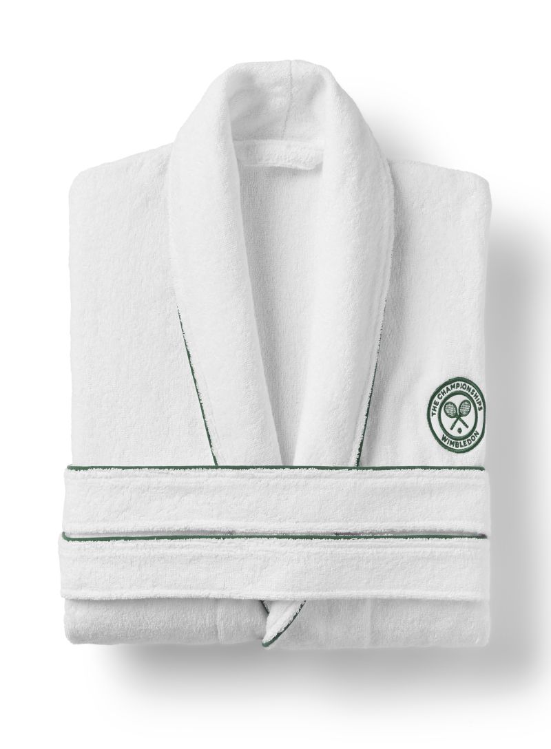 Wimbledon Cotton Terry Baseline Robe - white/green Wimbledon Cotton Terry Baseline Robe - white/green