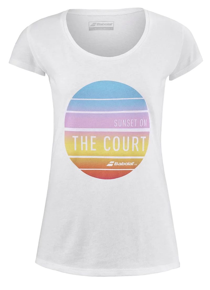 Babolat Exercise Message Tee W - white Babolat Exercise Message Tee W - white