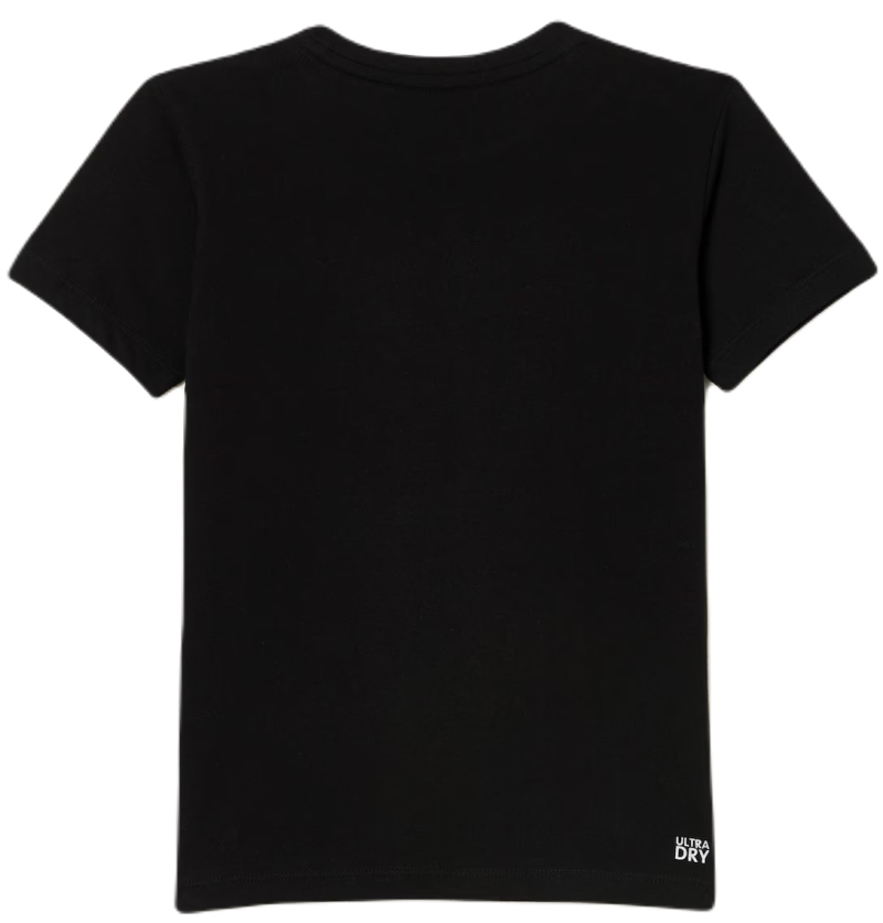 FERE4344 Lacoste Boys SPORT Tennis Technical Jersey Oversized Croc T-Shirt - black/orange