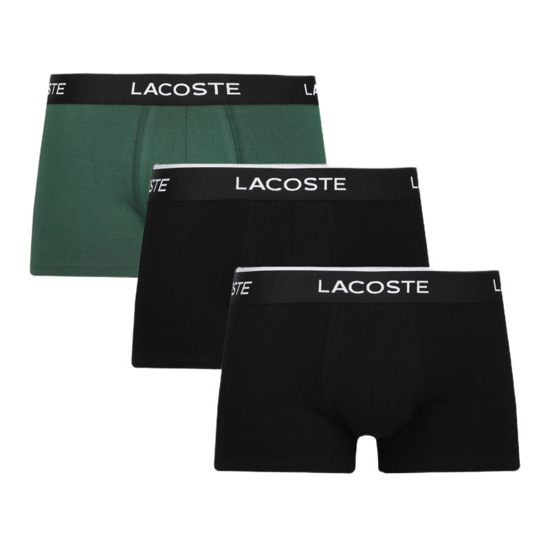 Męskie bokserki Lacoste Cotton Stretch Jersey 3P - black/green
