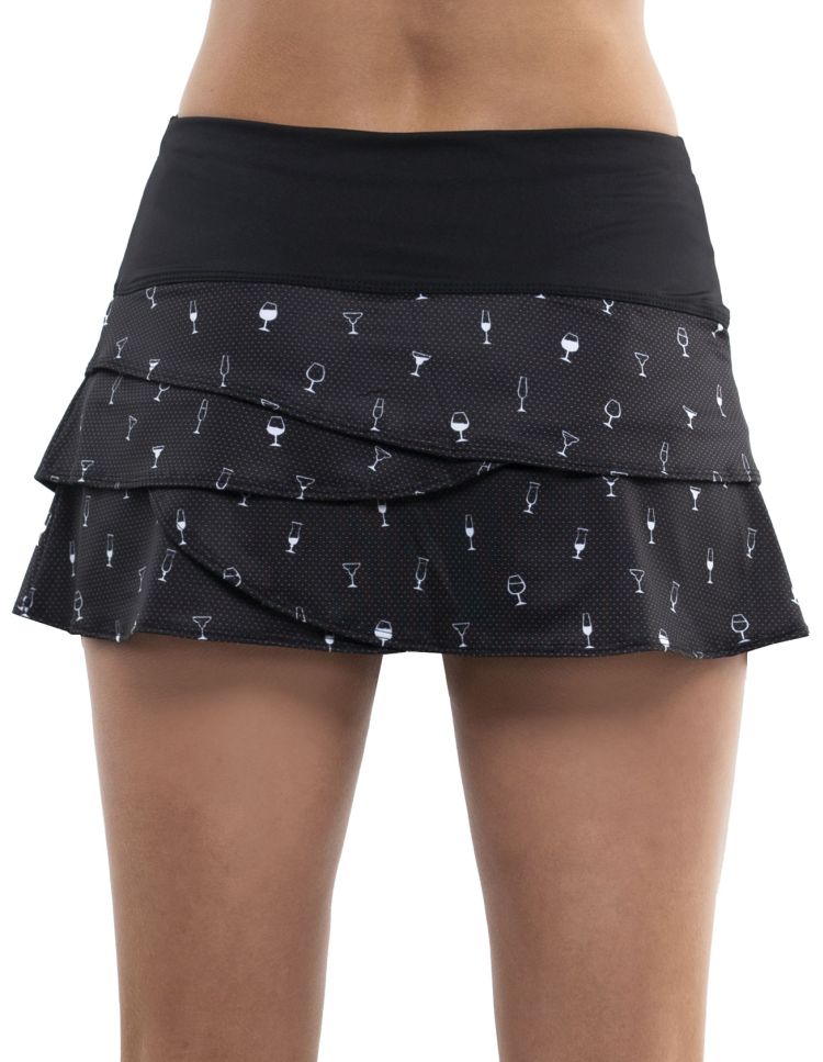 Lucky in Love Novelty Print Cheers to You Scallop Skirt Women - multi