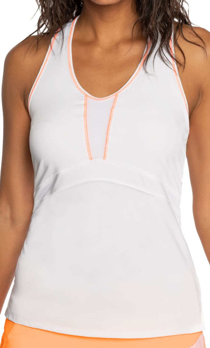 Lucky in Love Eyelet Go Undercut Tank Top Women - white/orange frost Lucky in Love Eyelet Go Undercut Tank Top Women - white/orange frost