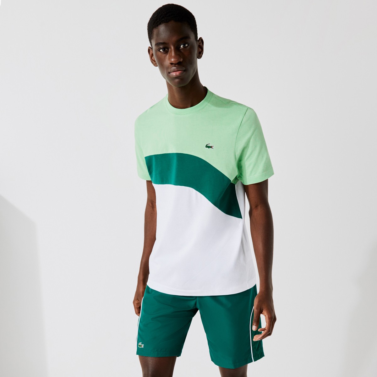 Lacoste Men’s SPORT Ultra-Light Colourblock Cotton Tennis T-shirt - green