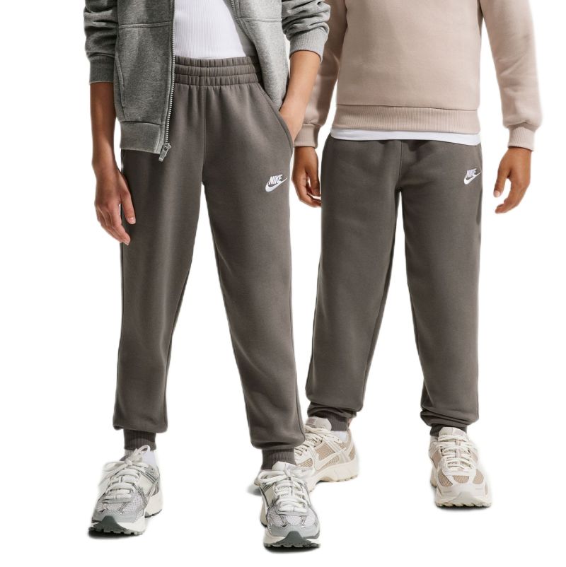 Spodnie dziewczęce Nike Kids Club Fleece - cave stone/white