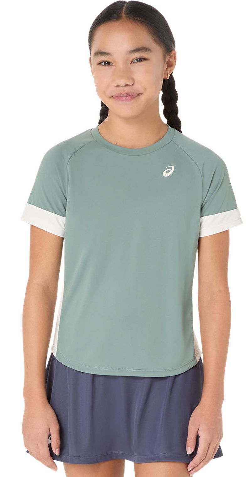 Asics Girls Tennis Short Sleeve - monument blue/cream 