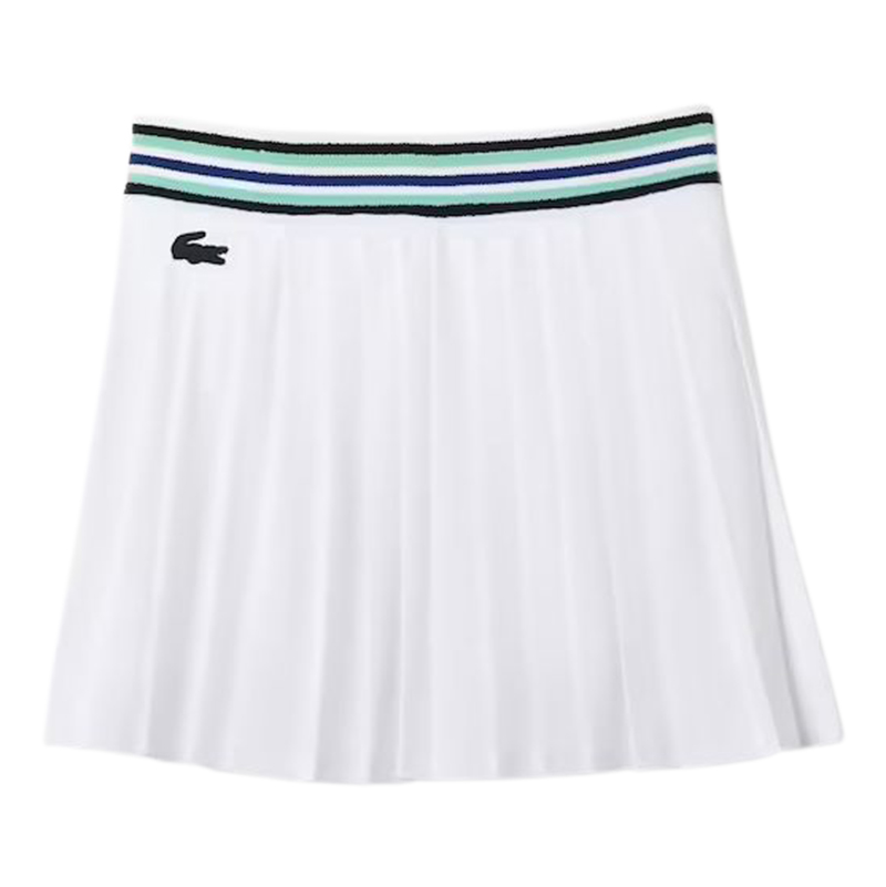 Lacoste Women’s SPORT Breathable Piqué Tennis Skirt - white/blue/green/navy blue