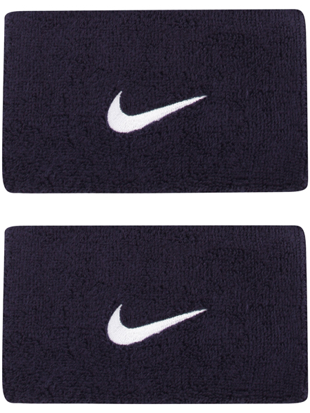 Nike Swoosh Double-Wide Wristbands - obsidian/white