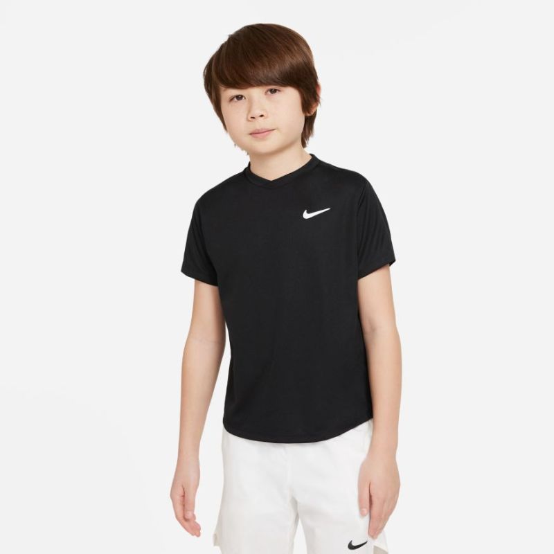 Nike Court Dri-Fit Victory SS Top B - black/black/white