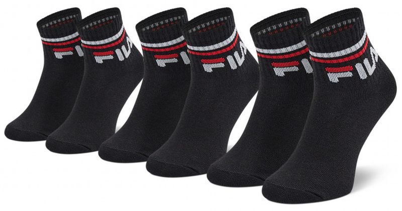 Fila Junior Quarter Plain Tennis Socks 3P - black