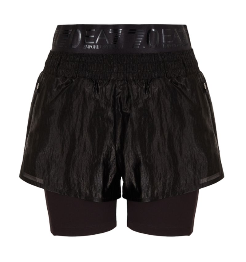 EA7 Woman Woven Shorts - black