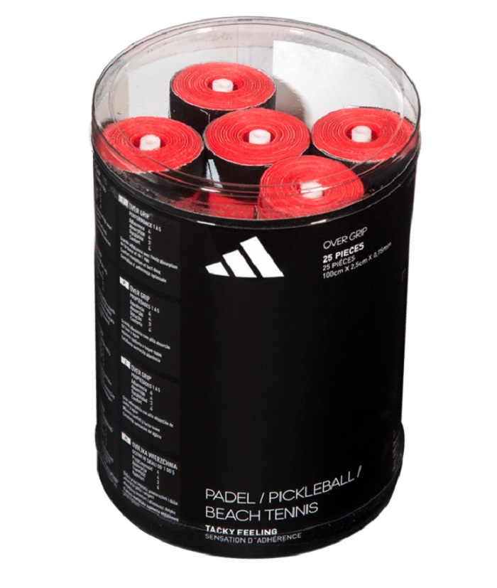 adidas-box-of-padel-overgrip-25-units-white-black-and-red Adidas Padel Overgrip Tacky Feeling 25P - white/black/red