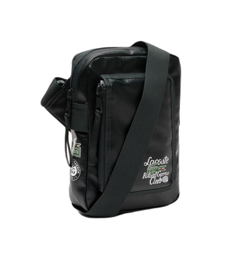 NH4263RG_B43_24 Lacoste Roland Garros Edition Contrast Print Vertical Messenger Bag - sinople