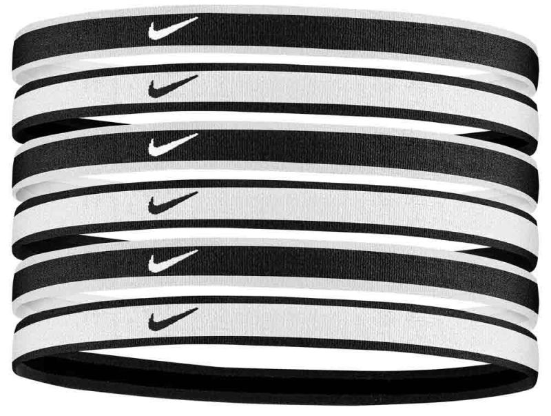 Nike Tipped Swoosh Sport Headbands 6PK 2.0 - white/black/white