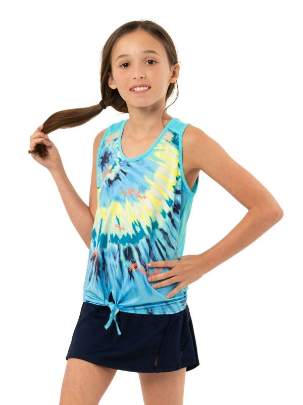 Lucky in Love Girls Peace Out Tie Knot Tank - opal