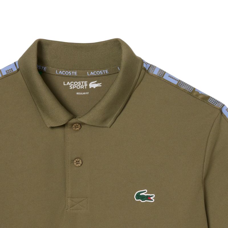 Lacoste Ultra Dry Branded Stripe Tennis - khaki green Lacoste Ultra Dry Branded Stripe Tennis - khaki green