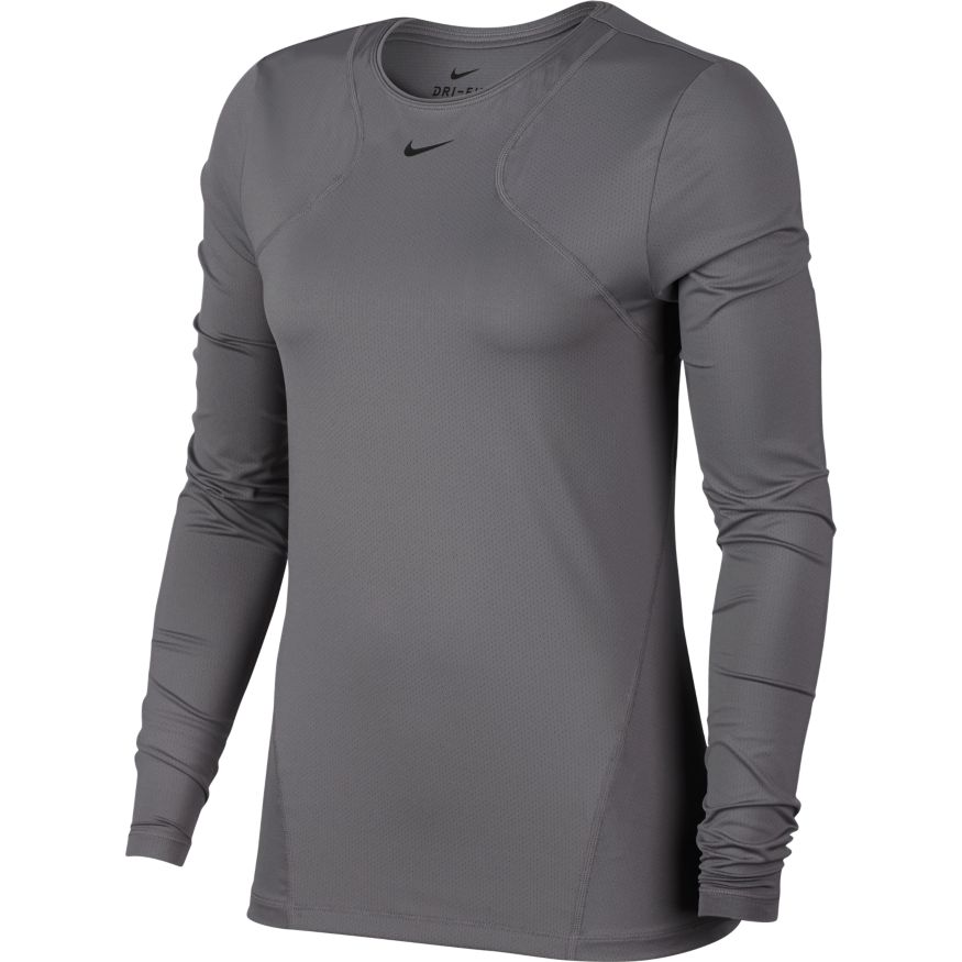 Nike Pro Top LS All Over Mesh - gunsmoke/black