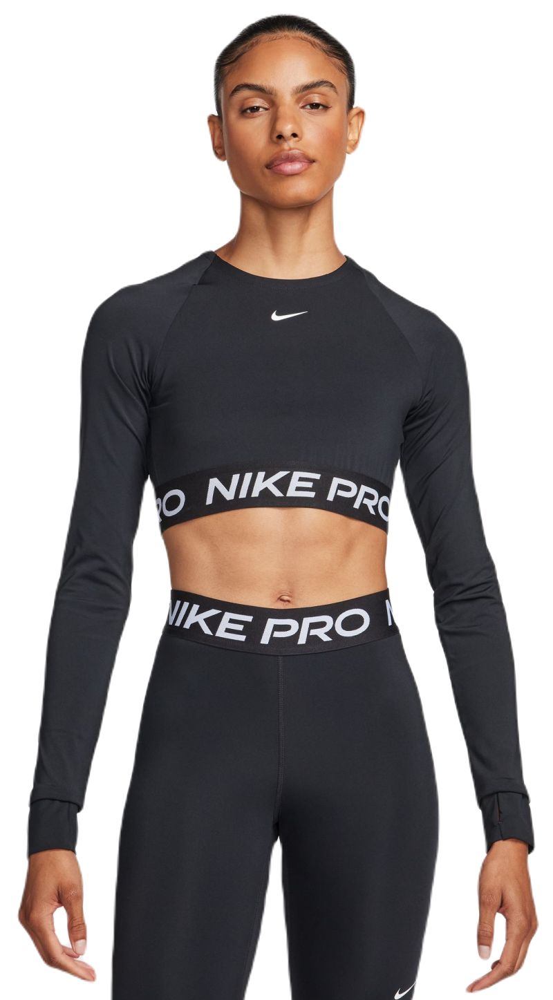 Nike Pro 365 Dri-Fit Cropped Long-Sleeve Top - black/white Nike Pro 365 Dri-Fit Cropped Long-Sleeve Top - black/white