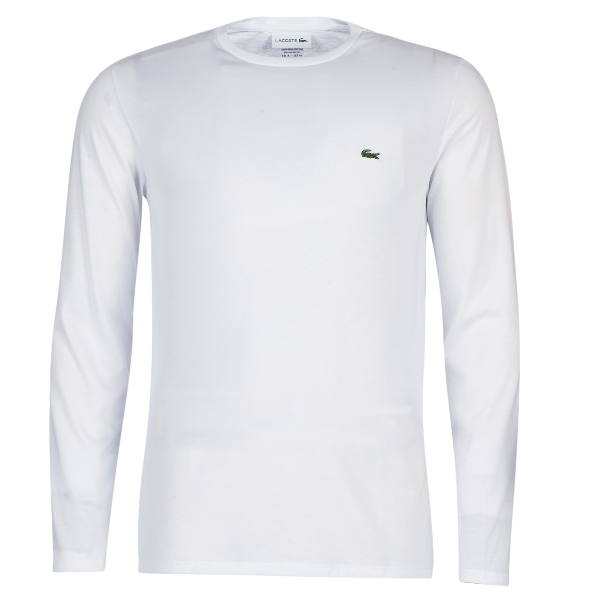 Lacoste Men's Crew Neck Pima Cotton Jersey T-shirt Long Sleeve - white