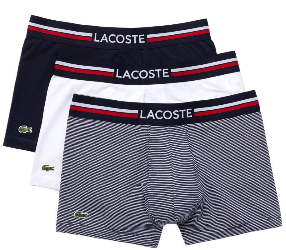 5H3413_525_24 Lacoste Iconic Boxer Briefs With Multicolor Waistband 3P - navy blue/white