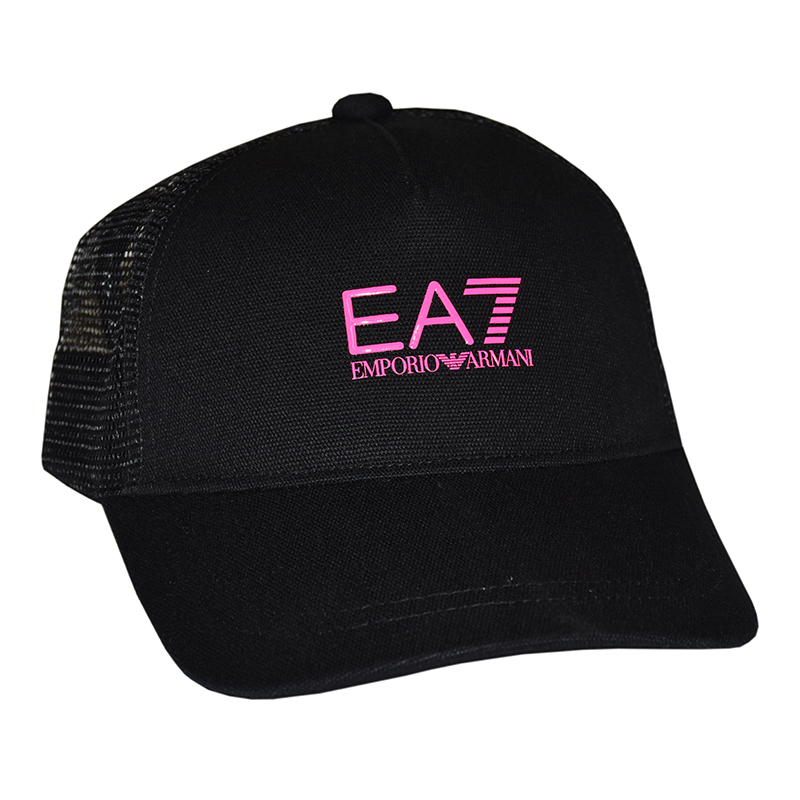 EA7 Man Woven Baseball Hat - black/pink fluo