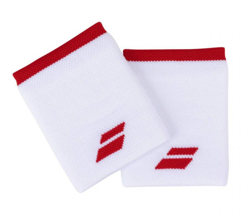 Babolat Logo Jumbo Wristband - white/fiesta red