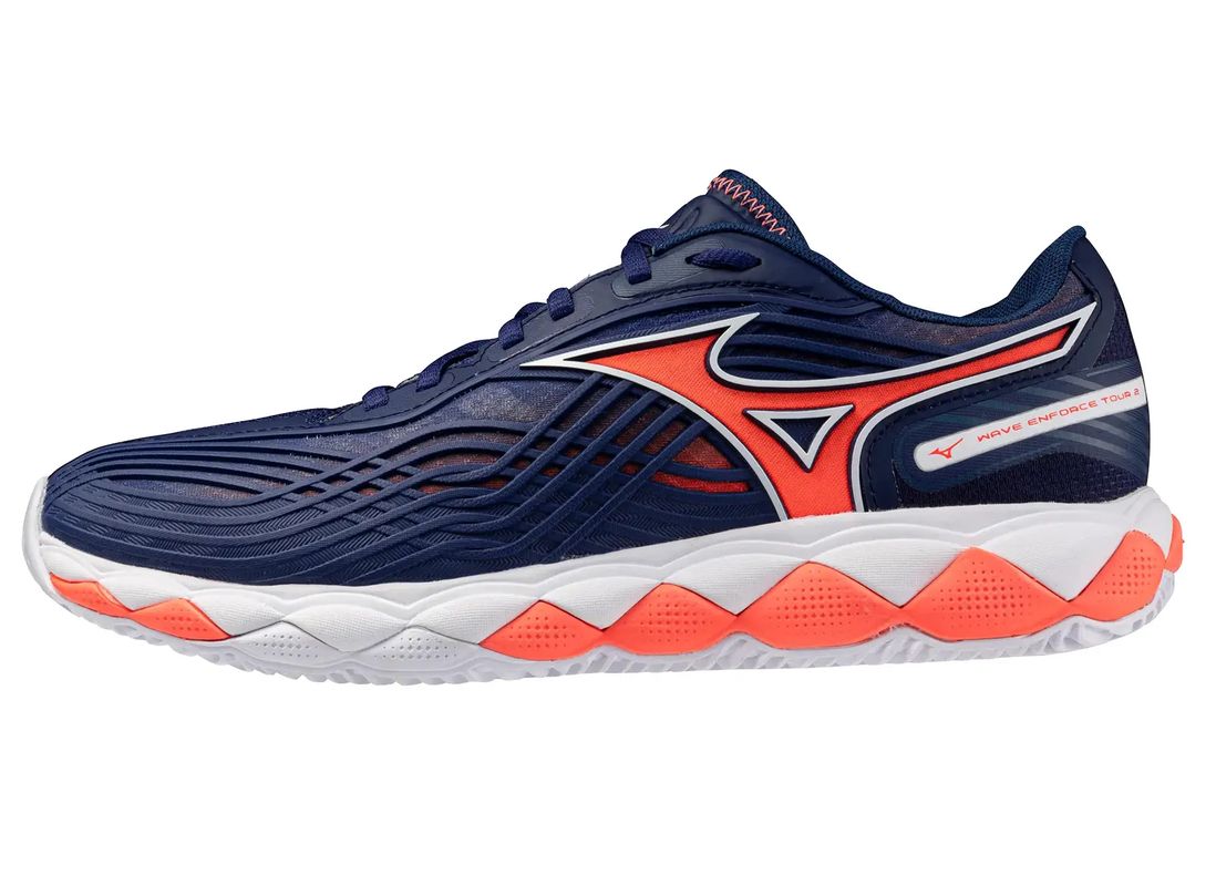 Męskie buty do padla Mizuno Wave Enforce Tour 2 CC - beacon blue/white/lava orange