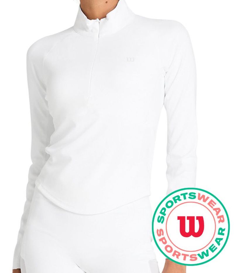 Wilson Baseline Half-Zip Long Sleeve Tee - bright white 