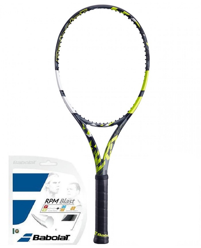 Babolat Pure Aero 98 - grey/yellow/white + string + stringing